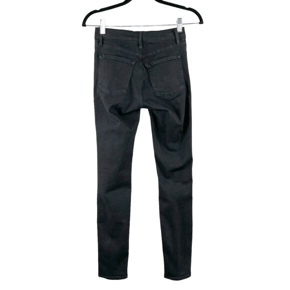 Frame Le Skinny de Jeanne Black Distressed Noir Low Rise Skinny Denim Jeans 24 - Picture 3 of 16